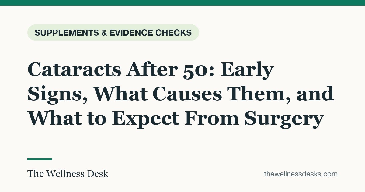 Title card: Cataracts After 50: Early Signs, What Causes Them, and What to Expect From Surgery