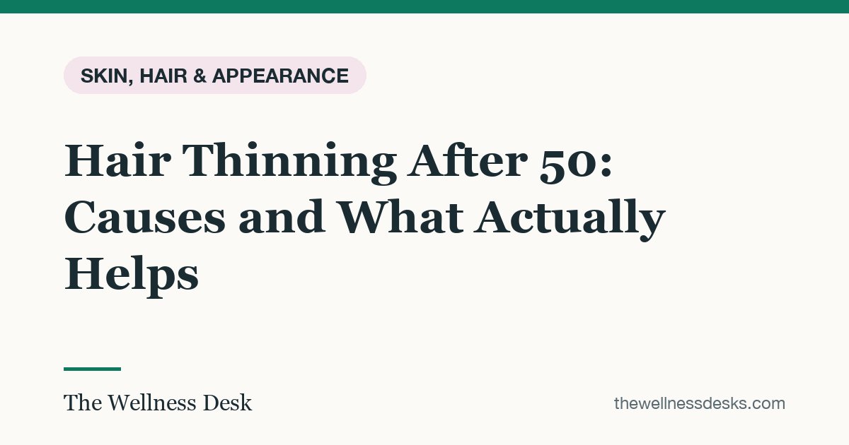 Title card: Hair Thinning After 50: Causes and What Actually Helps
