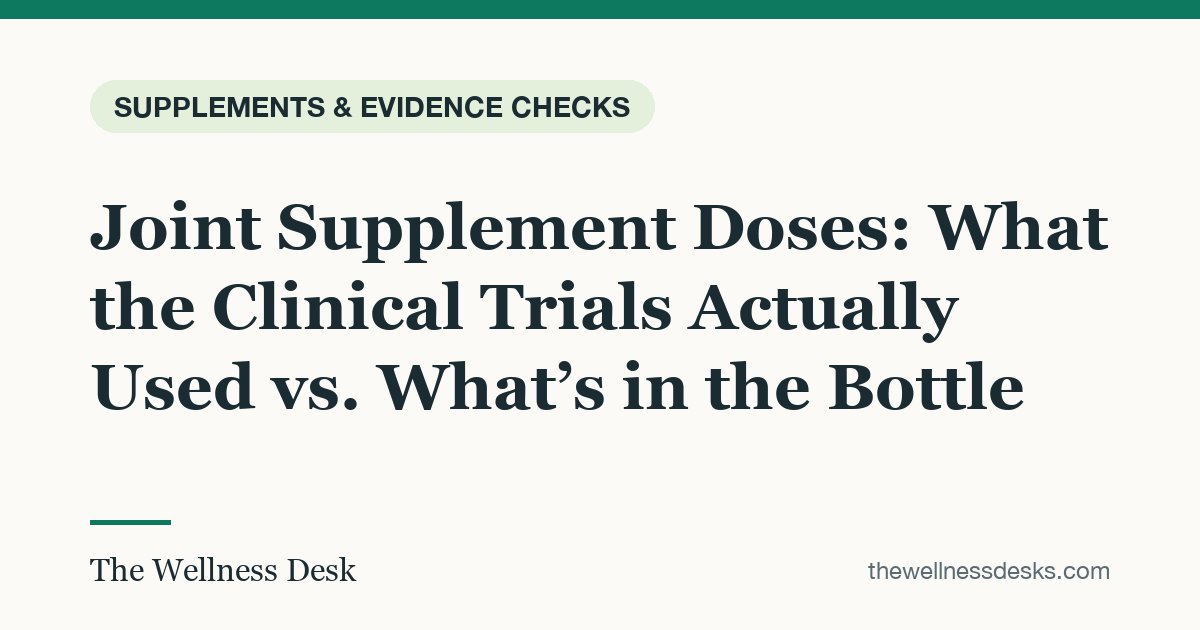 Title card: Joint Supplement Doses: What the Clinical Trials Actually Used vs. What’s in the Bottle