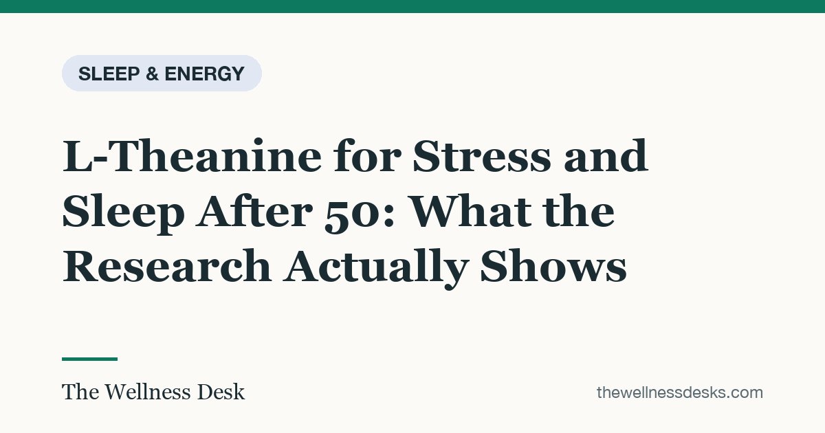 Title card: L-Theanine for Stress and Sleep After 50: What the Research Actually Shows