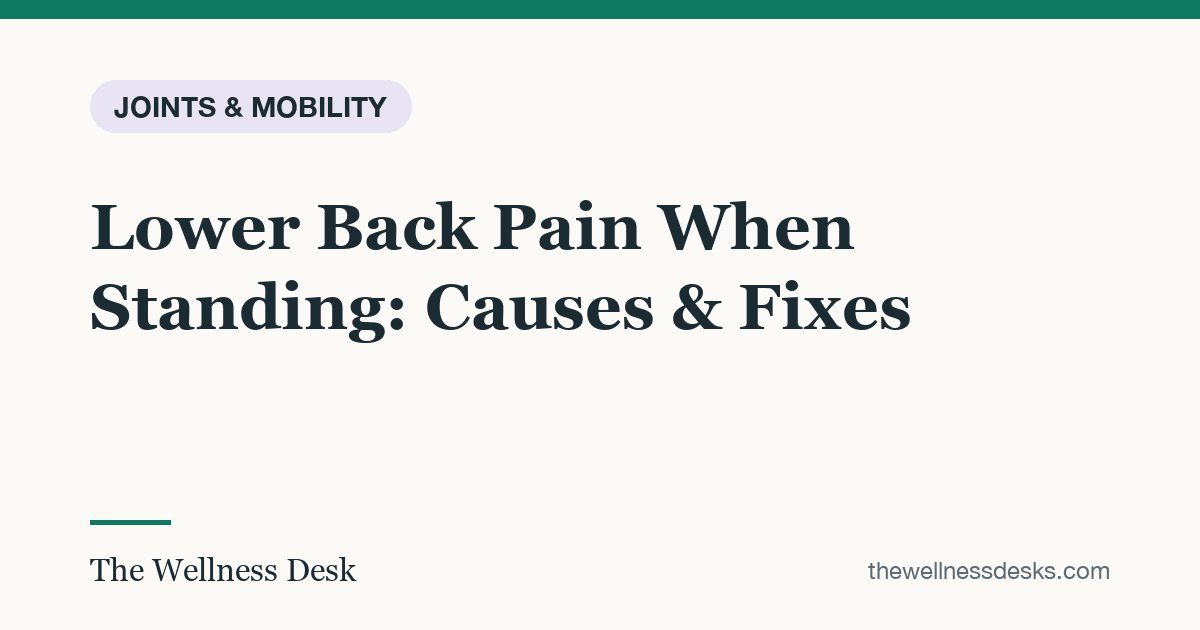 Title card: Lower Back Pain When Standing: Causes & Fixes