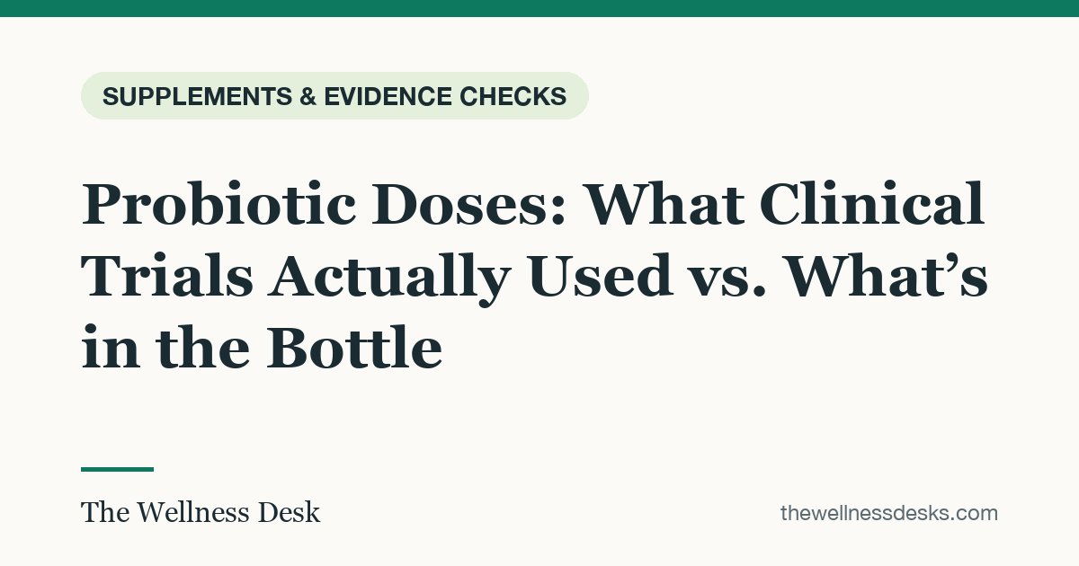 Title card: Probiotic Doses: What Clinical Trials Actually Used vs. What’s in the Bottle