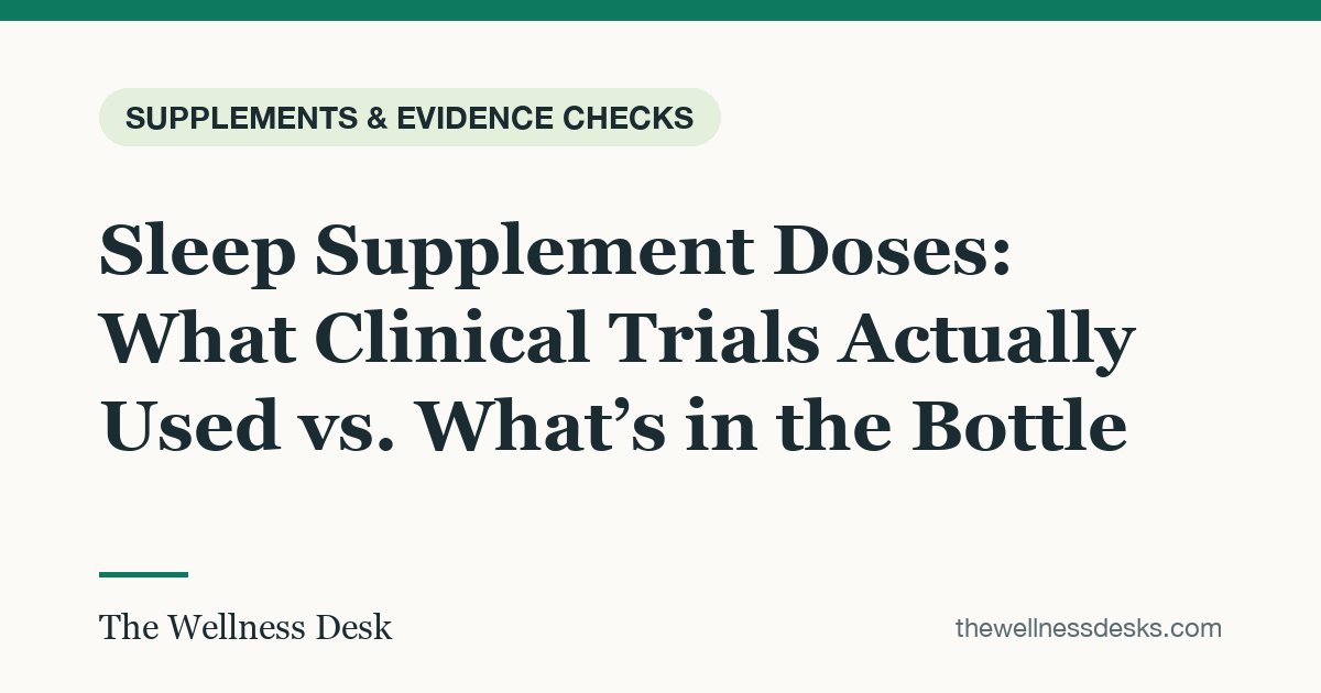 Title card: Sleep Supplement Doses: What Clinical Trials Actually Used vs. What’s in the Bottle