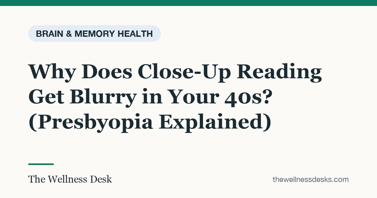 Title card: Why Does Close-Up Reading Get Blurry in Your 40s? (Presbyopia Explained)