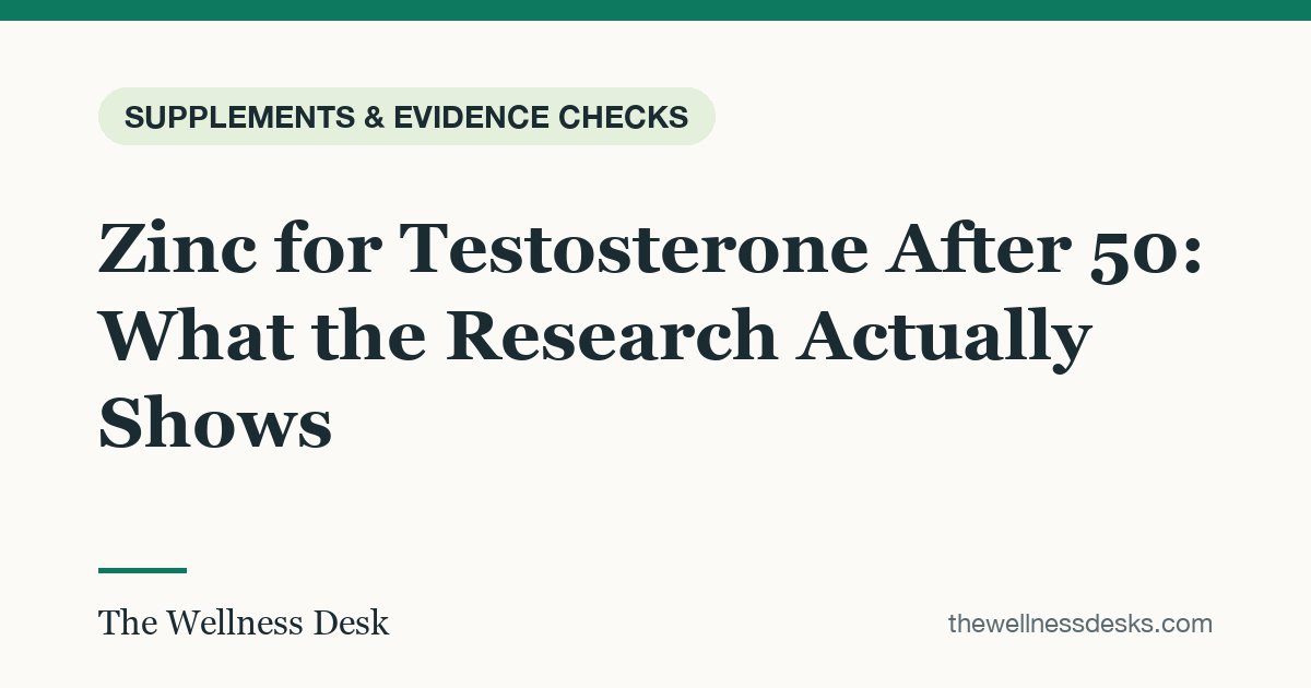 Title card: Zinc for Testosterone After 50: What the Research Actually Shows